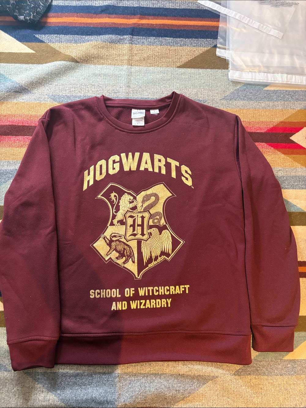 Hogwarts Maroon Crewneck Sweatshirt with Gold Crest